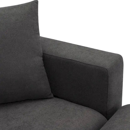 Modern Sectional Sofa,L-shaped Couch Set with 2 Free pillows,4-seat Polyester Fabric Couch Set with Convertible Ottoman