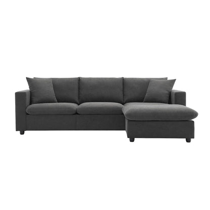 Modern Sectional Sofa,L-shaped Couch Set with 2 Free pillows,4-seat Polyester Fabric Couch Set with Convertible Ottoman