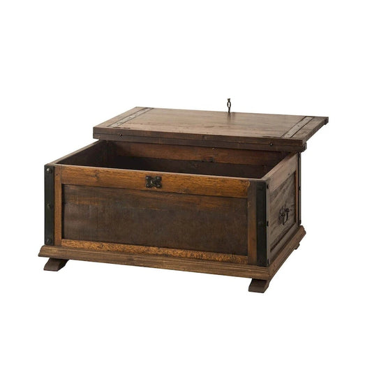 Handmade Solid Reclaimed Barn Wood & Wrought Iron Hardware Trunk or Coffee Table for Indoor 36 Width