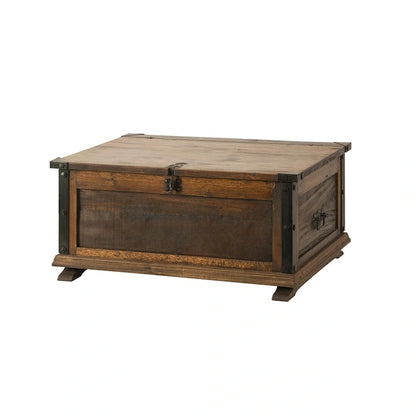 Handmade Solid Reclaimed Barn Wood & Wrought Iron Hardware Trunk or Coffee Table for Indoor 36 Width