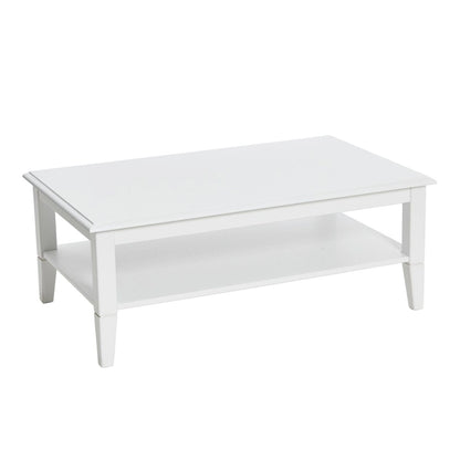 Coffee Table with Storage Shelf and Solid Wood Legs