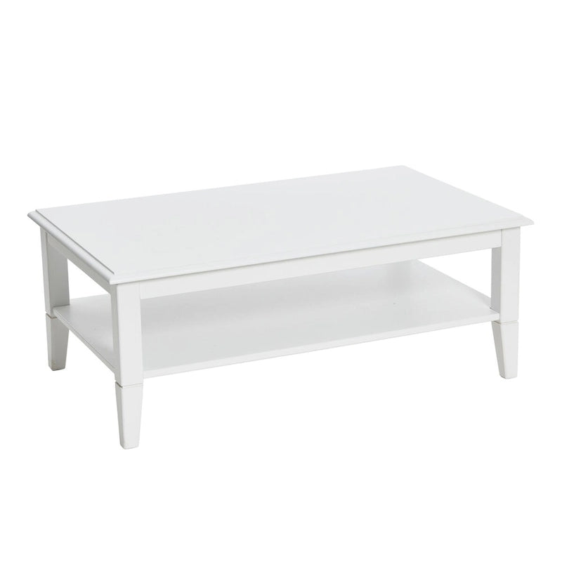 Coffee Table with Storage Shelf and Solid Wood Legs