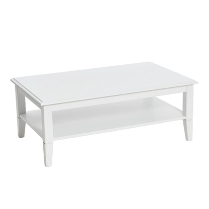 Coffee Table with Storage Shelf and Solid Wood Legs