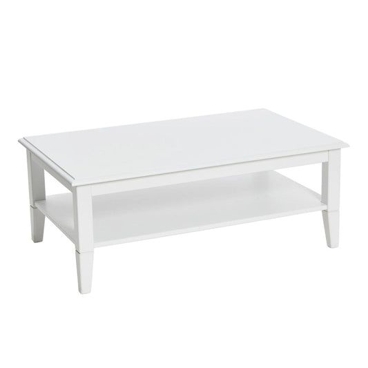 Coffee Table with Storage Shelf and Solid Wood Legs