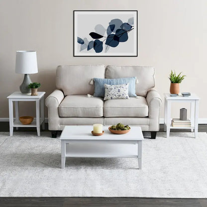 Coffee Table with Storage Shelf and Solid Wood Legs
