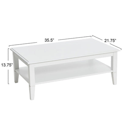 Coffee Table with Storage Shelf and Solid Wood Legs