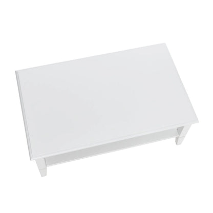 Coffee Table with Storage Shelf and Solid Wood Legs