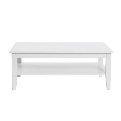 Coffee Table with Storage Shelf and Solid Wood Legs