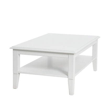 Coffee Table with Storage Shelf and Solid Wood Legs