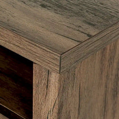 Walnut Barn Door Sofa End Table Nightstand Bedside Table with Storage Shelf