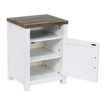 Walnut Barn Door Sofa End Table Nightstand Bedside Table with Storage Shelf