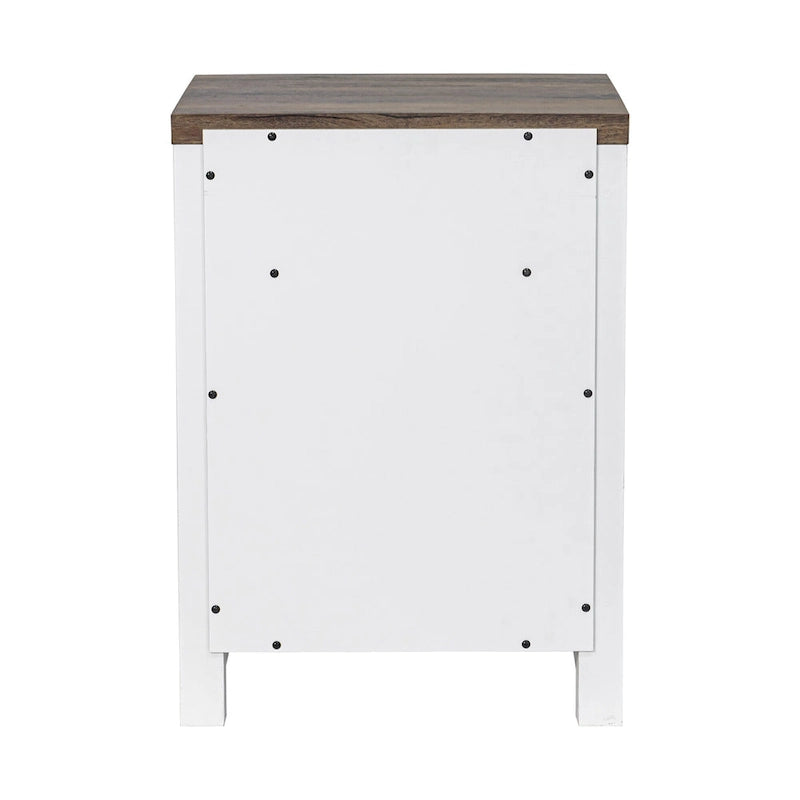 Walnut Barn Door Sofa End Table Nightstand Bedside Table with Storage Shelf