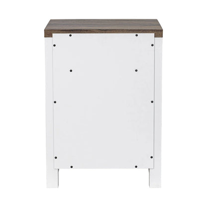 Walnut Barn Door Sofa End Table Nightstand Bedside Table with Storage Shelf