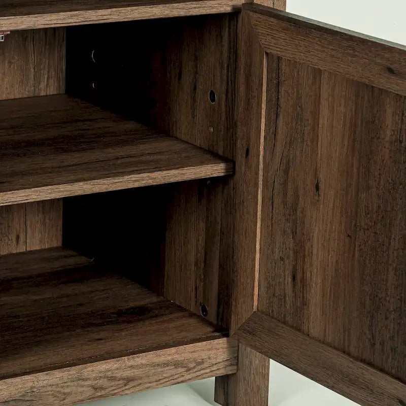 Walnut Barn Door Sofa End Table Nightstand Bedside Table with Storage Shelf