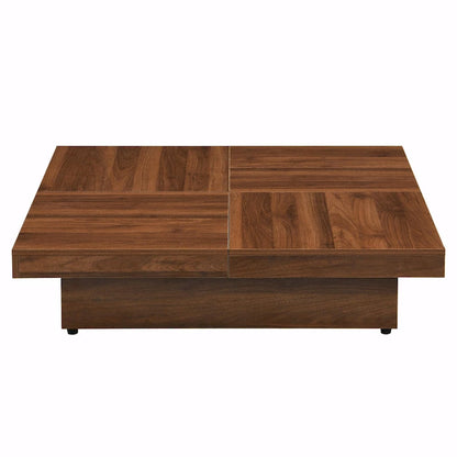 39.4 Square Marble Veneer Coffee Table with Sliding Top Storage