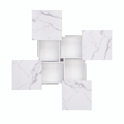 39.4 Square Marble Veneer Coffee Table with Sliding Top Storage