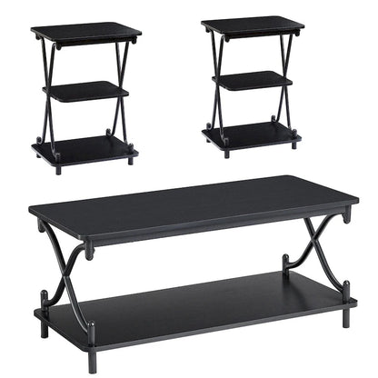 Javlergo Modern 3 Piece Coffee Table Set for Living Room Includes Wood Coffee Table and End Table Set of 2