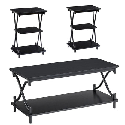 Javlergo Modern 3 Piece Coffee Table Set for Living Room Includes Wood Coffee Table and End Table Set of 2