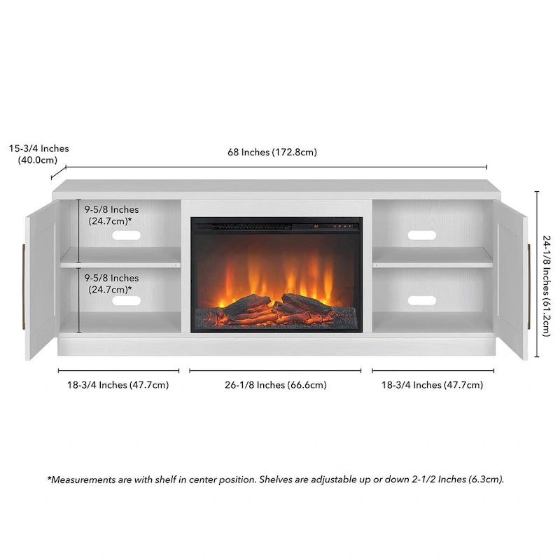Tillman Rectangular TV Stand with Log Fireplace for TV's up to 75