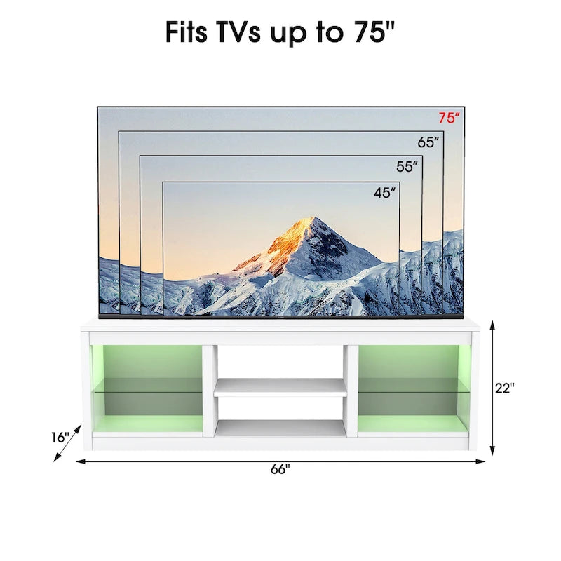 66 Modern RGB LED TV Stand Console Table for TV's up to 75