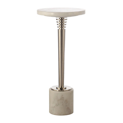 Contemporary Marble Pedestal Drink Table Round Accent Table