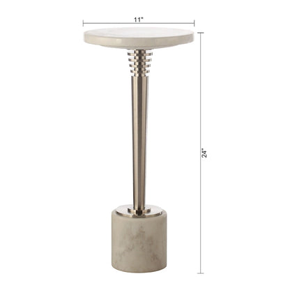 Contemporary Marble Pedestal Drink Table Round Accent Table