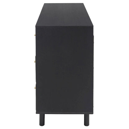 2 Doors Rattan Storage Cabinet with Adjustable Shelves and 3 Drawers
