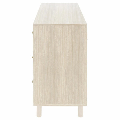 2 Doors Rattan Storage Cabinet with Adjustable Shelves and 3 Drawers