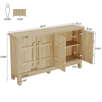 55 Inches Wood Farmhouse Sideboard Buffet Cabinet with Storage