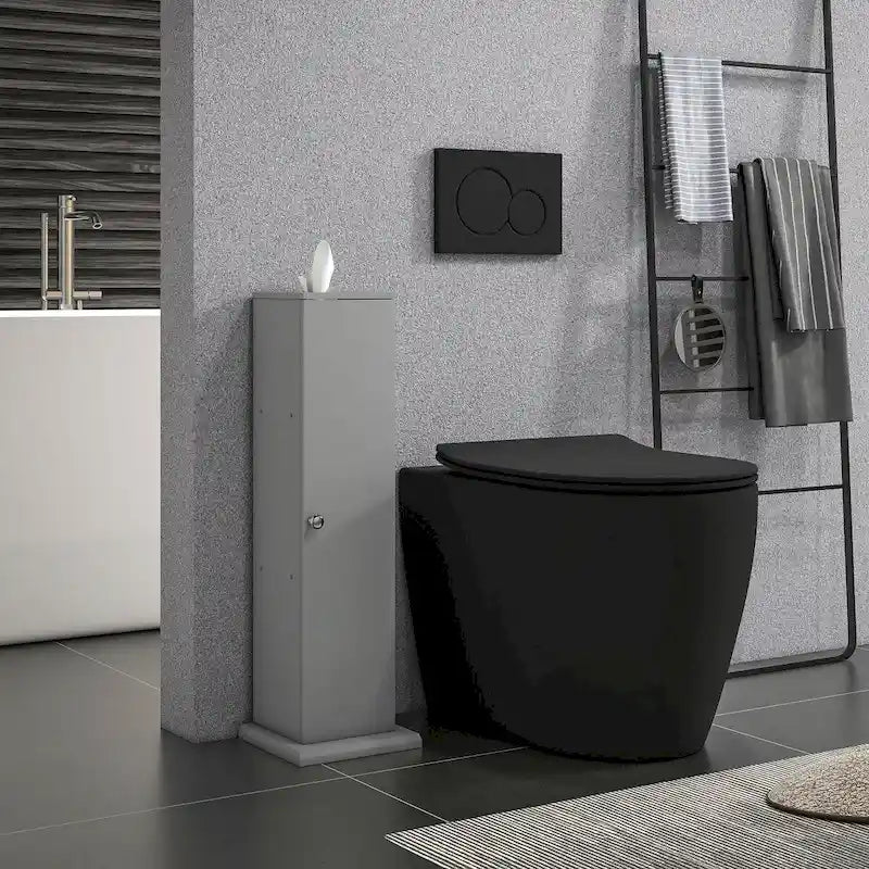 HOMCOM Toilet Paper Cabinet, Small Bathroom Corner Floor Cabinet with Doors and Shelves, Thin Storage Bathroom Organizer