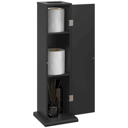 HOMCOM Toilet Paper Cabinet, Small Bathroom Corner Floor Cabinet with Doors and Shelves, Thin Storage Bathroom Organizer