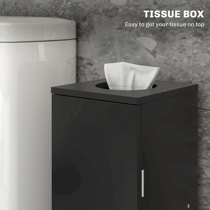 HOMCOM Toilet Paper Cabinet, Small Bathroom Corner Floor Cabinet with Doors and Shelves, Thin Storage Bathroom Organizer