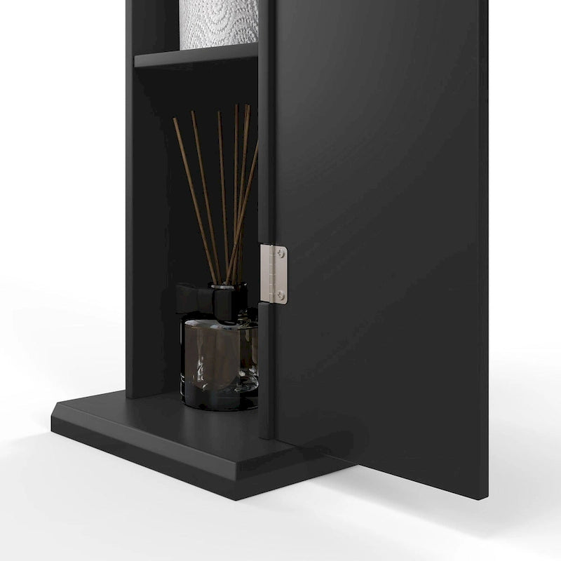 HOMCOM Toilet Paper Cabinet, Small Bathroom Corner Floor Cabinet with Doors and Shelves, Thin Storage Bathroom Organizer