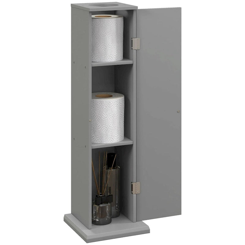 HOMCOM Toilet Paper Cabinet, Small Bathroom Corner Floor Cabinet with Doors and Shelves, Thin Storage Bathroom Organizer