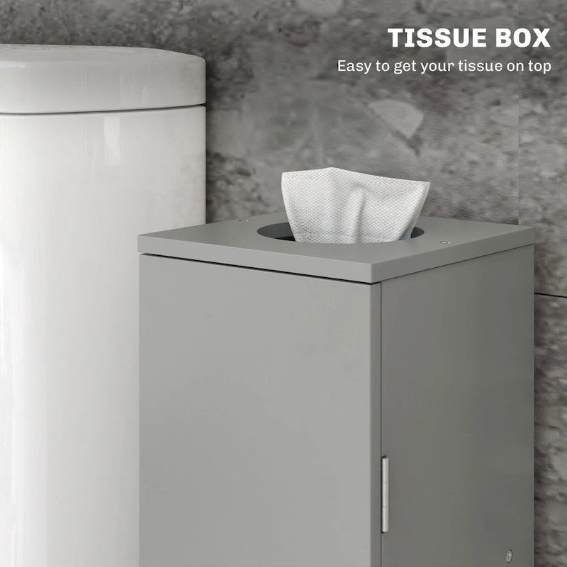 HOMCOM Toilet Paper Cabinet, Small Bathroom Corner Floor Cabinet with Doors and Shelves, Thin Storage Bathroom Organizer