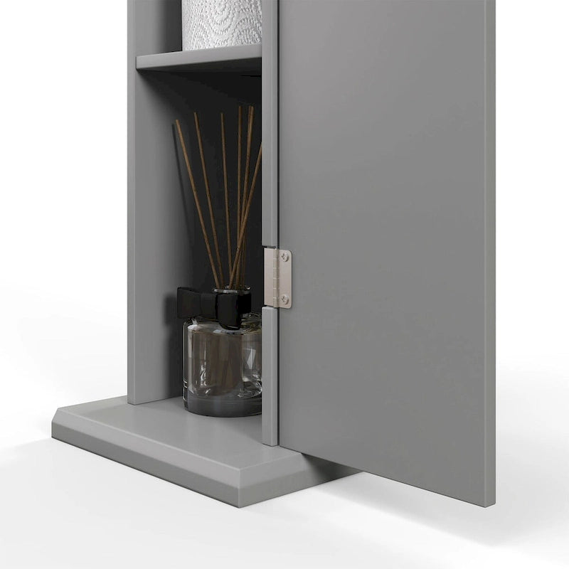 HOMCOM Toilet Paper Cabinet, Small Bathroom Corner Floor Cabinet with Doors and Shelves, Thin Storage Bathroom Organizer
