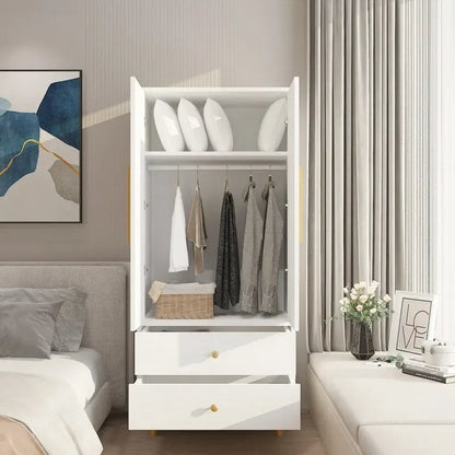 Wooden Armoire with 2-Drawer and 2-Door