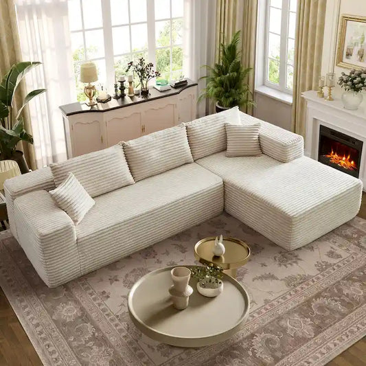 OVIOS Long Plush No Assembly Required Chaise Sofa