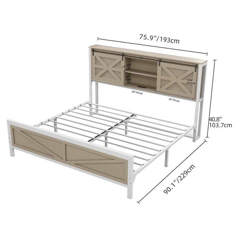 Moasis Farmhouse Oak Queen/King Size Bed Frame