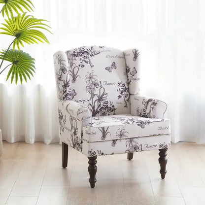 Accent Armchair with Turned Legs Set of 2 Blue/ Beige / Grey