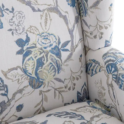 Accent Armchair with Turned Legs Set of 2 Blue/ Beige / Grey