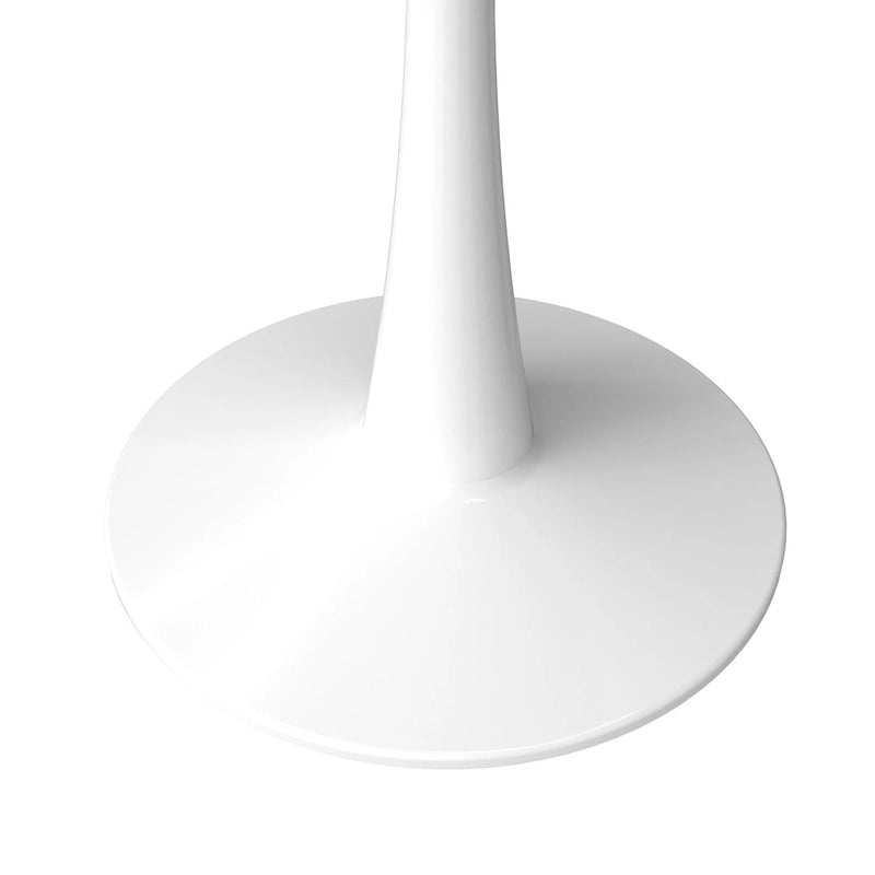 Bristol Round Dining Table for 4, 35 Sintered Stone Tabletop with White Stainless Steel Pedestal Base