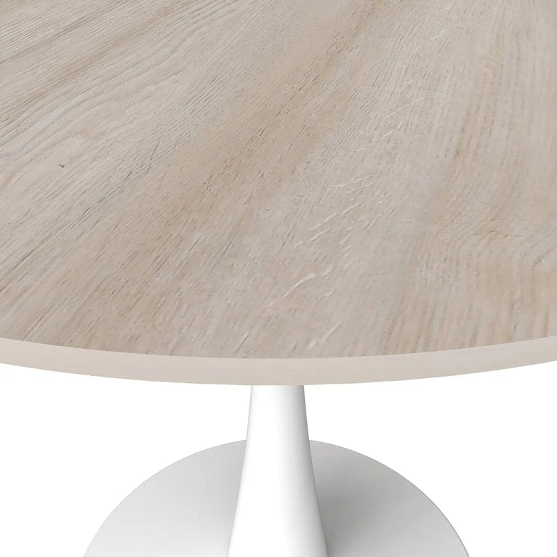 Bristol Round Dining Table for 4, 35 Sintered Stone Tabletop with White Stainless Steel Pedestal Base