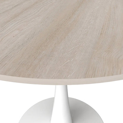 Bristol Round Dining Table for 4, 35 Sintered Stone Tabletop with White Stainless Steel Pedestal Base