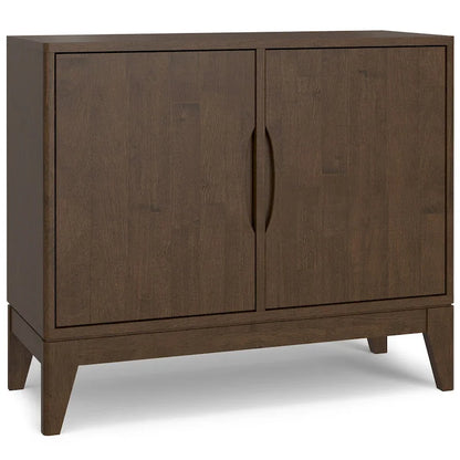 WYNDENHALL Pearson SOLID HARDWOOD 38 Wide Rectangle Modern 2 Door Sideboard Buffet/Storage Cabinet in Walnut Brown