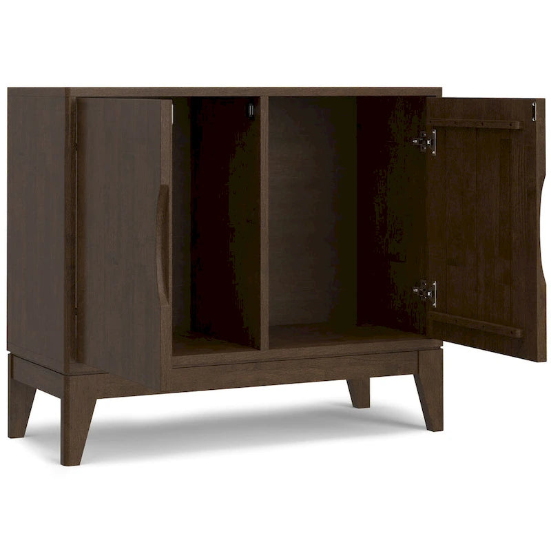 WYNDENHALL Pearson SOLID HARDWOOD 38 Wide Rectangle Modern 2 Door Sideboard Buffet/Storage Cabinet in Walnut Brown