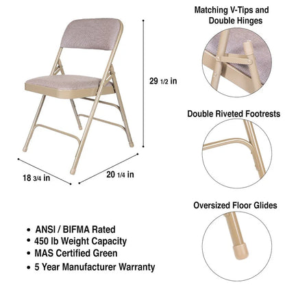 Hampden Furnishings Bernadine Collection Fabric Triple Brace Folding Chair, Pack of 4