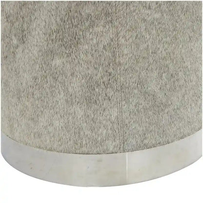 Leather Patchwork Living Room Stool with Silver Metal Base - Gray - Roche River Decor
