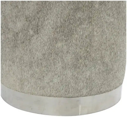 Leather Patchwork Living Room Stool with Silver Metal Base - Gray - Roche River Decor