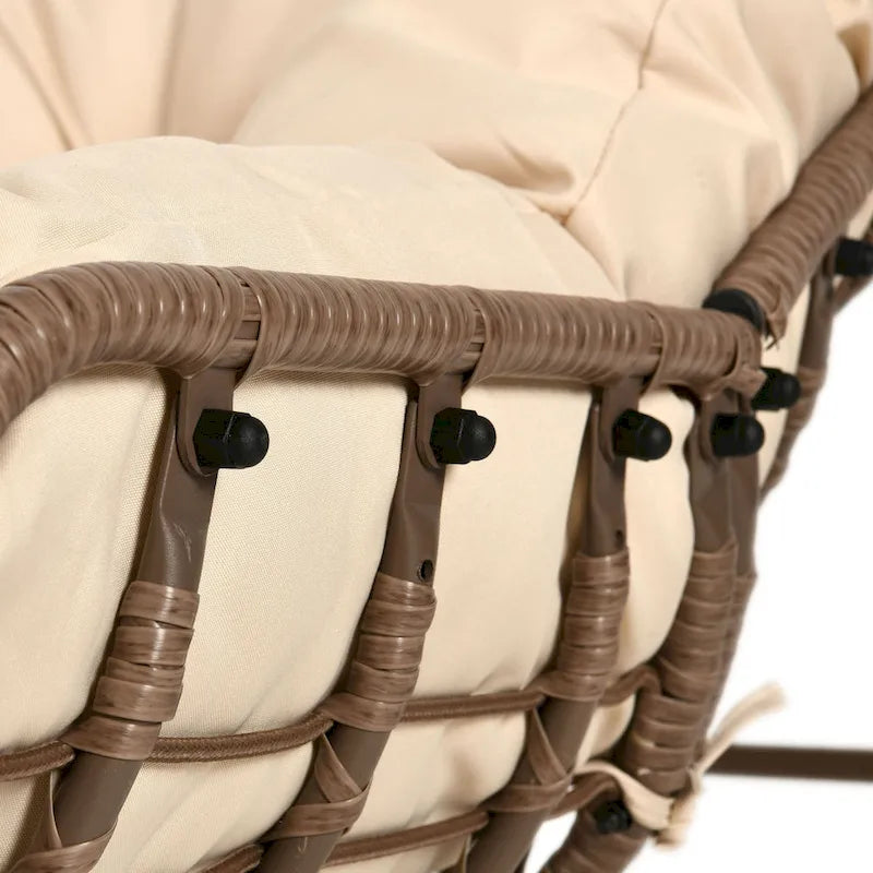 Moasis Patio Rocking Papasan Chair Outdoor Oversized Basket Chair Rocker with Cushion